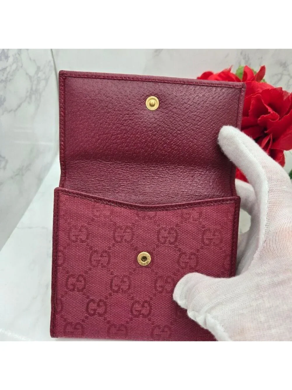 Gucci Fold Wallet GG Canvas Pink